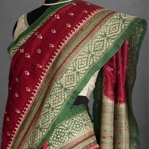 kantha-work-tussar-silk-in-red-and-green