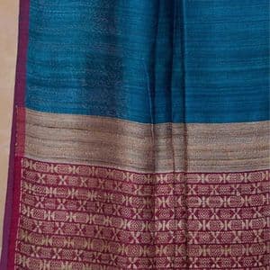 peacock-blue-matka-silk-with-ghicha-pallu-in-magenta